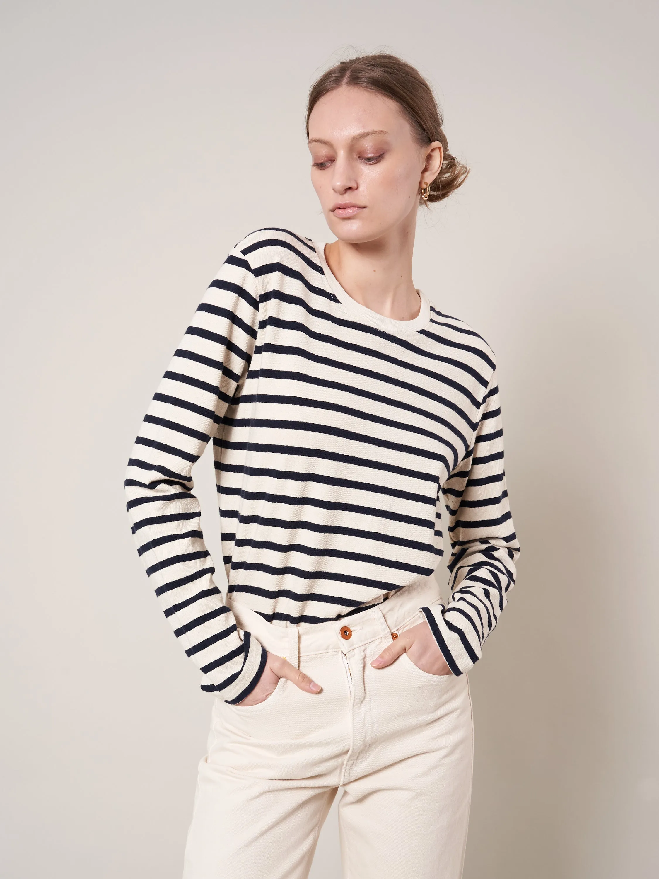 CARMEN STRIPE LONG SLEEVE TOP - WYETH