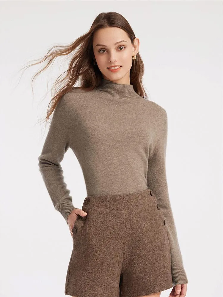 Cashmere Mock Neck Women Sweater