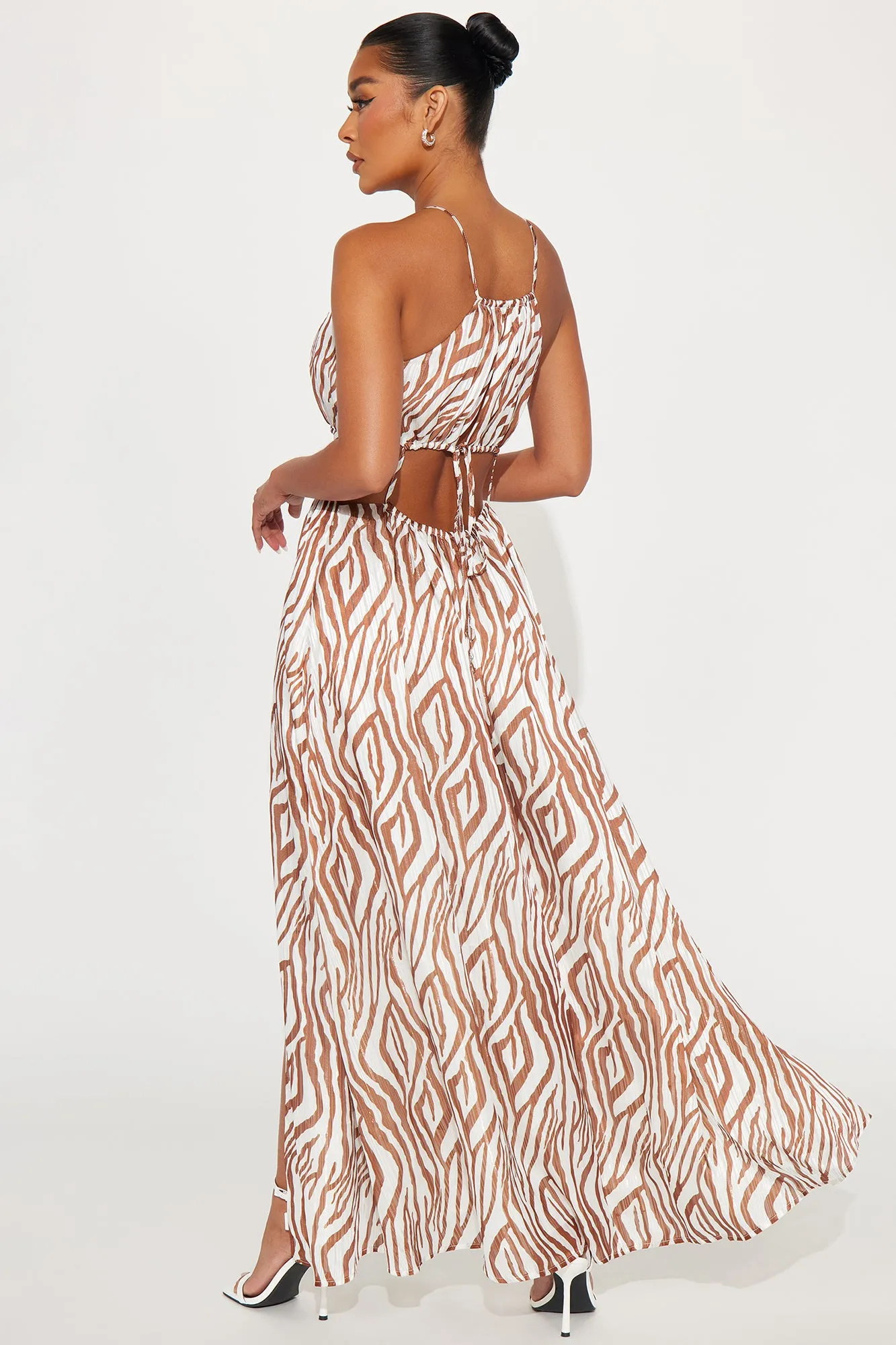 Cassie Cut Out Maxi Dress - Brown/combo