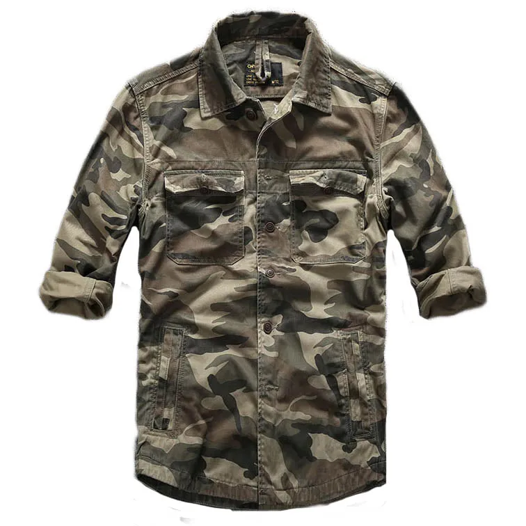 Casual Cotton Camouflage Multi-pocket Mens Jacket Shirts