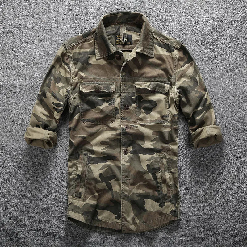 Casual Cotton Camouflage Multi-pocket Mens Jacket Shirts