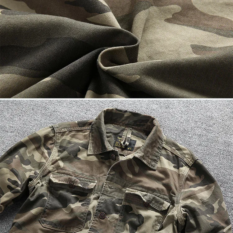 Casual Cotton Camouflage Multi-pocket Mens Jacket Shirts