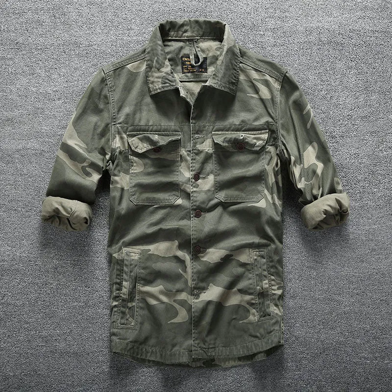 Casual Cotton Camouflage Multi-pocket Mens Jacket Shirts