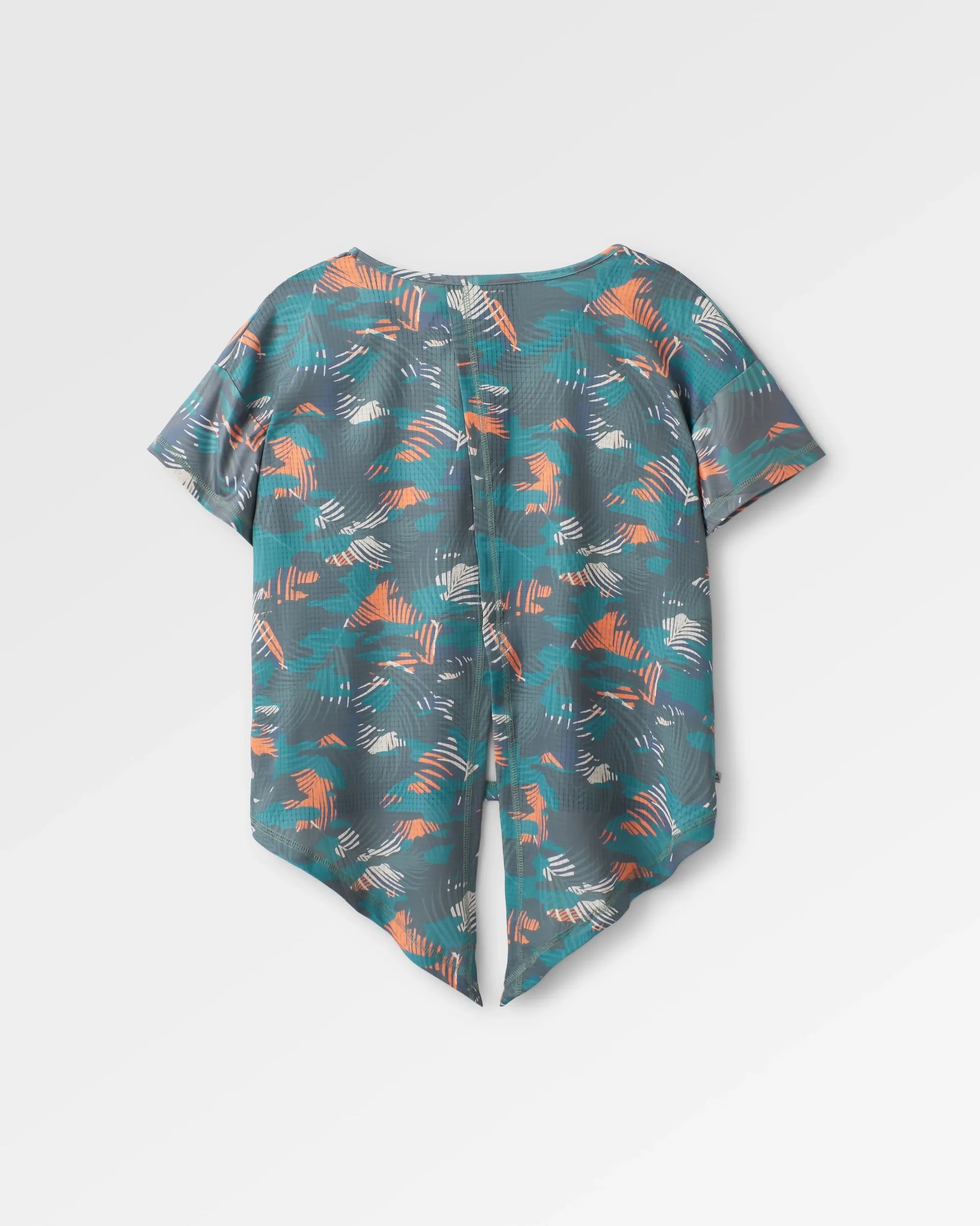 Chakra Tie Back Active Recycled T-Shirt - Palm Camo Deep Sea