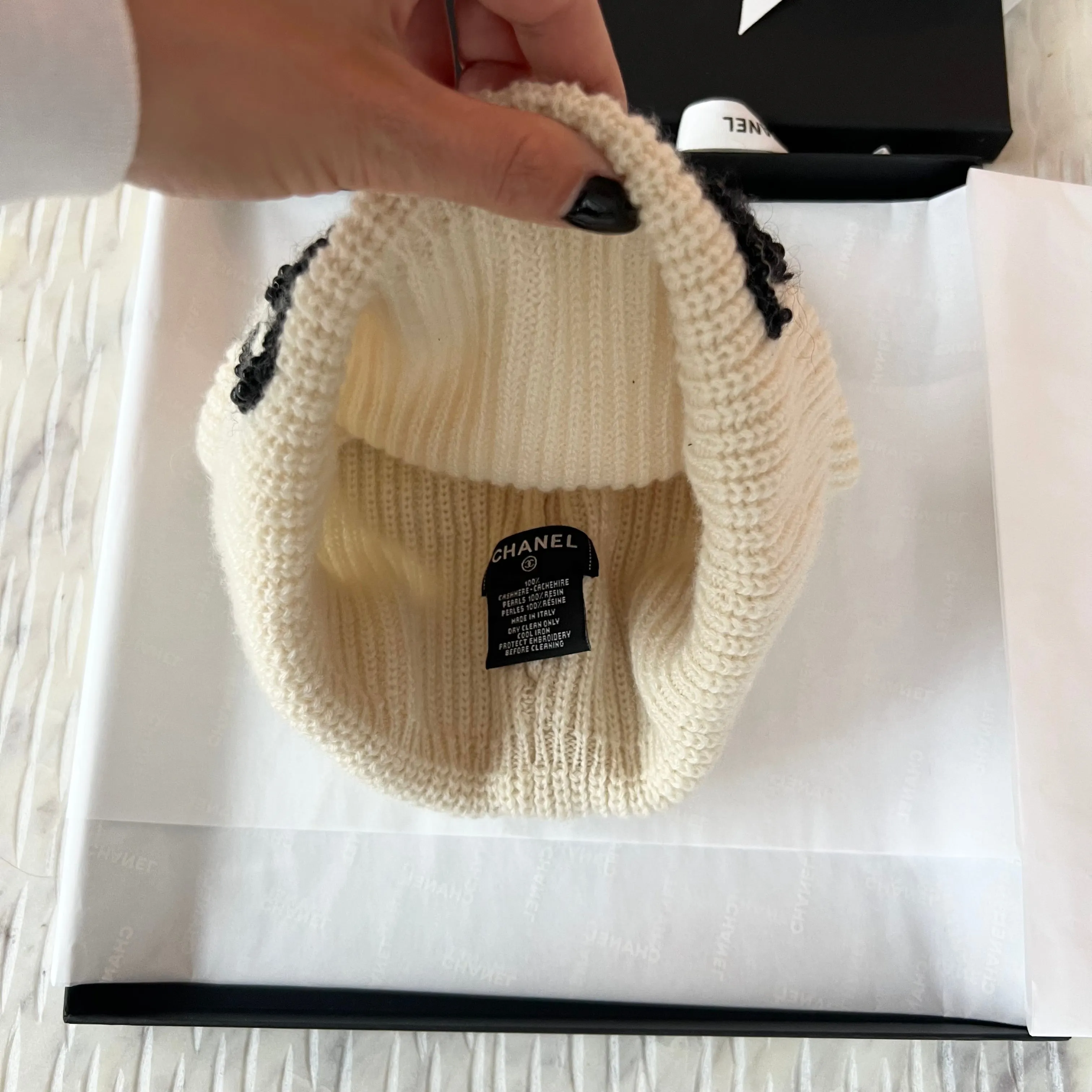 Chanel Pearls and Resin Beanie Toque