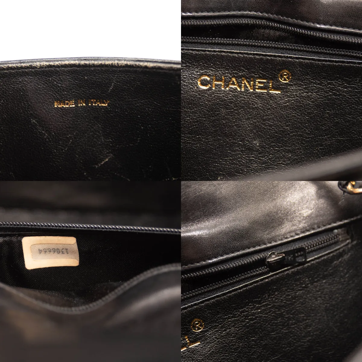 Chanel Top Logo CC Quilted Black Leather Chain Shoulder Bag Flap