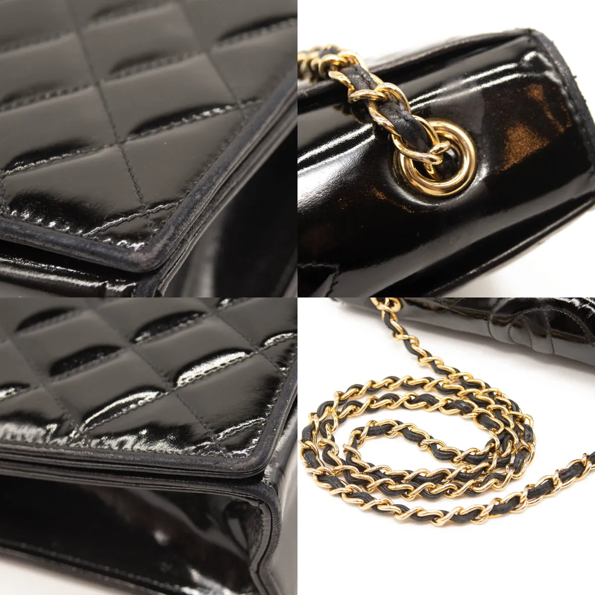 Chanel Top Logo CC Quilted Black Leather Chain Shoulder Bag Flap