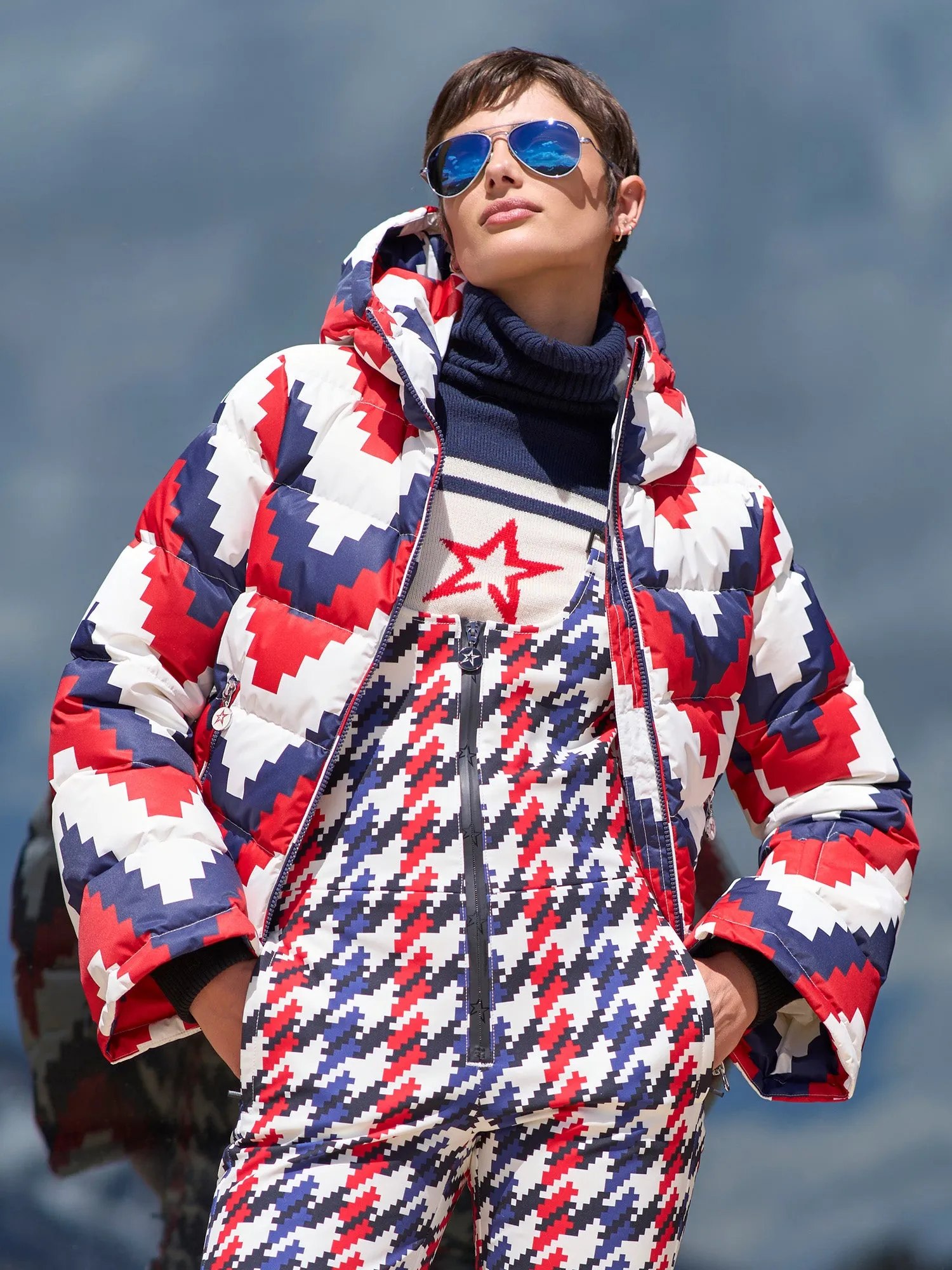 Chevron Polar Flare Down Ski Jacket