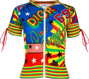 Christian Dior Multicolor Rasta Mania Cotton Zip Top