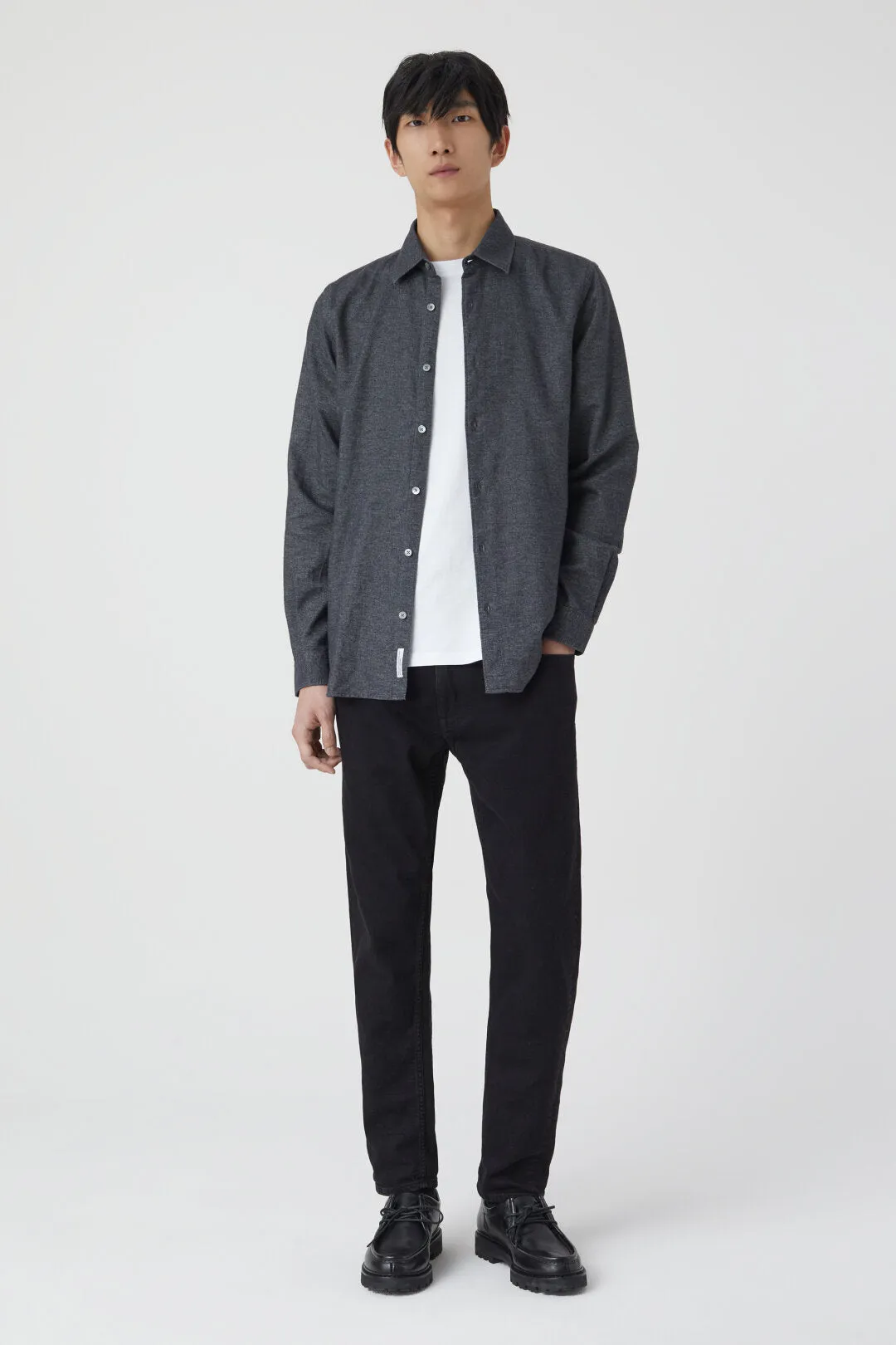 Closed Dark Grey Melange Basic Brushed Cotton Shirt