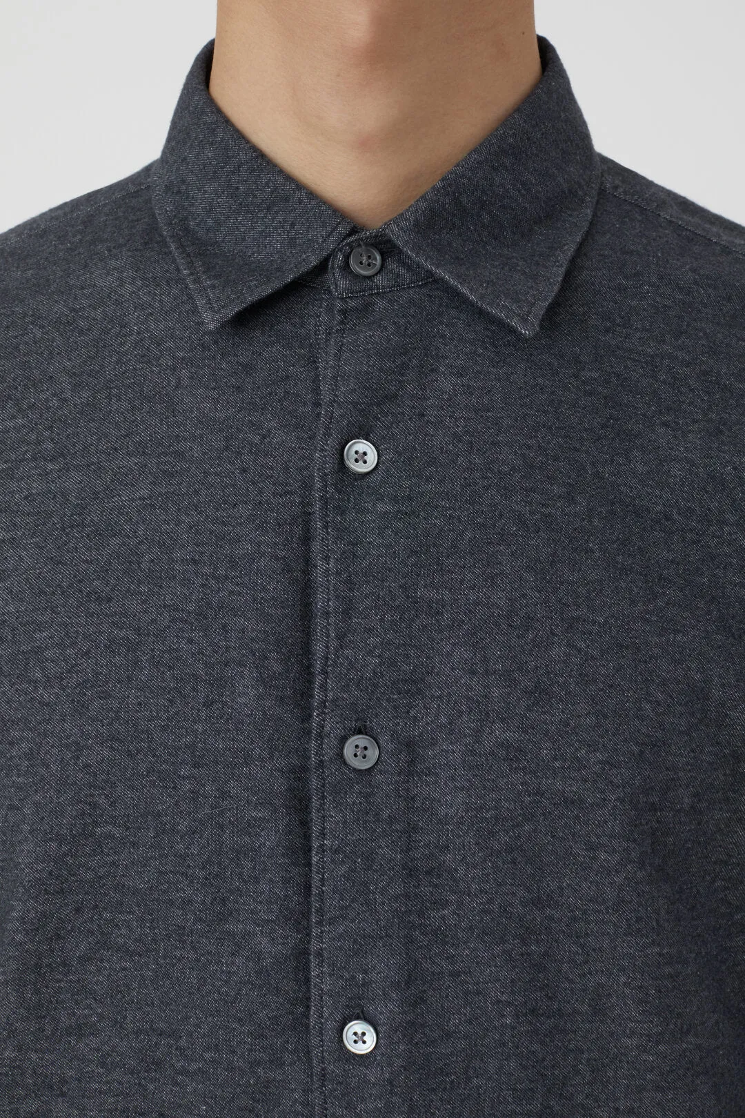 Closed Dark Grey Melange Basic Brushed Cotton Shirt