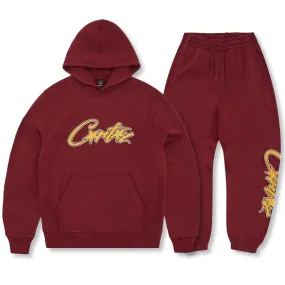 Corteiz Satin Applique Allstarz Tracksuit Maroon