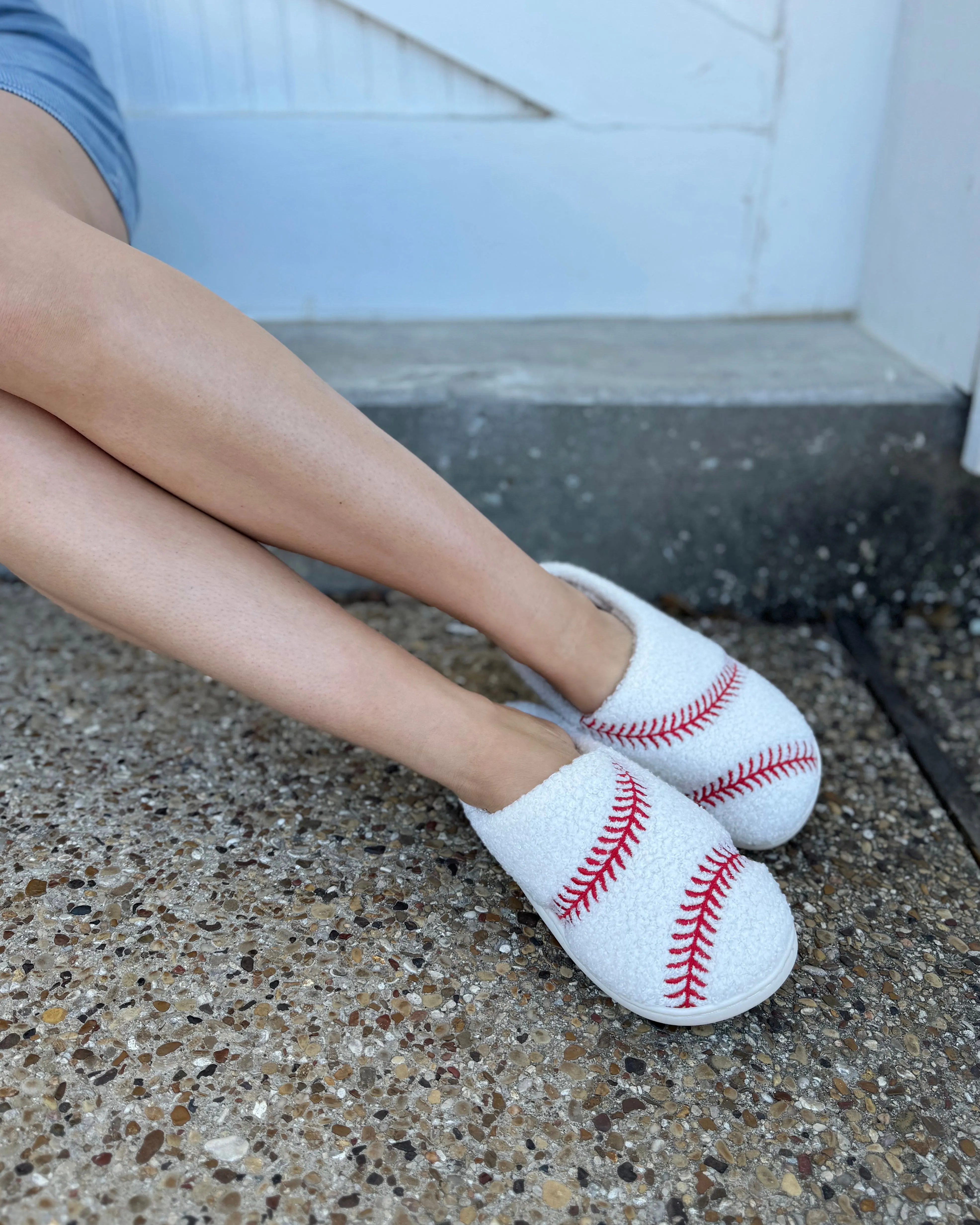 Cozy Baseball-Stitched Close Toe Slippers