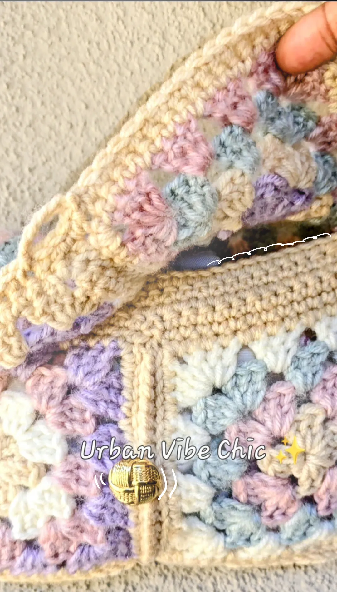 Crochet Tote Bag, Crochet Shoulder Bag - Cotton Candy