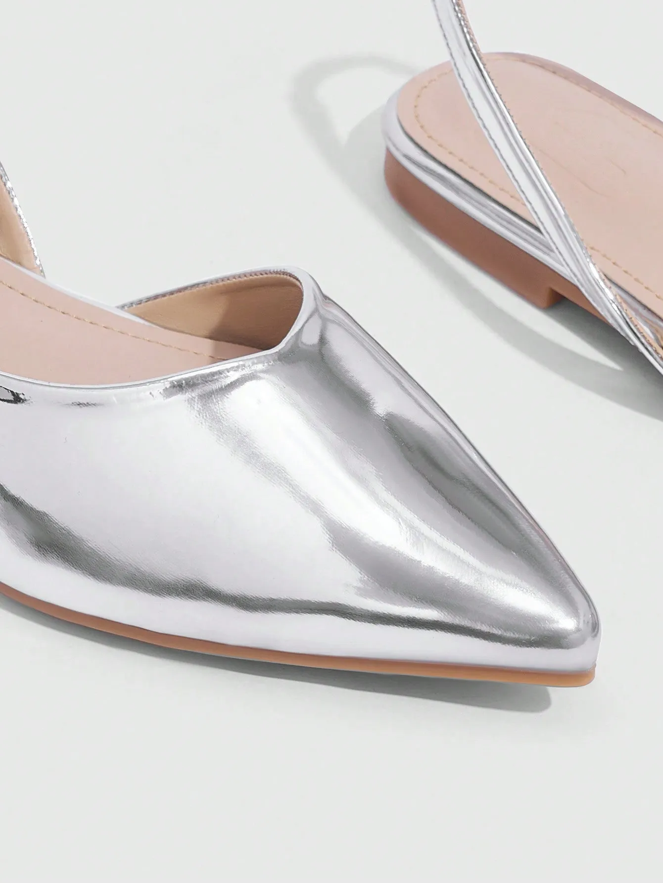 CUCCOO BIZCHIC Women Shoes Fashionable Silver Pointed Toe Flat Shoes