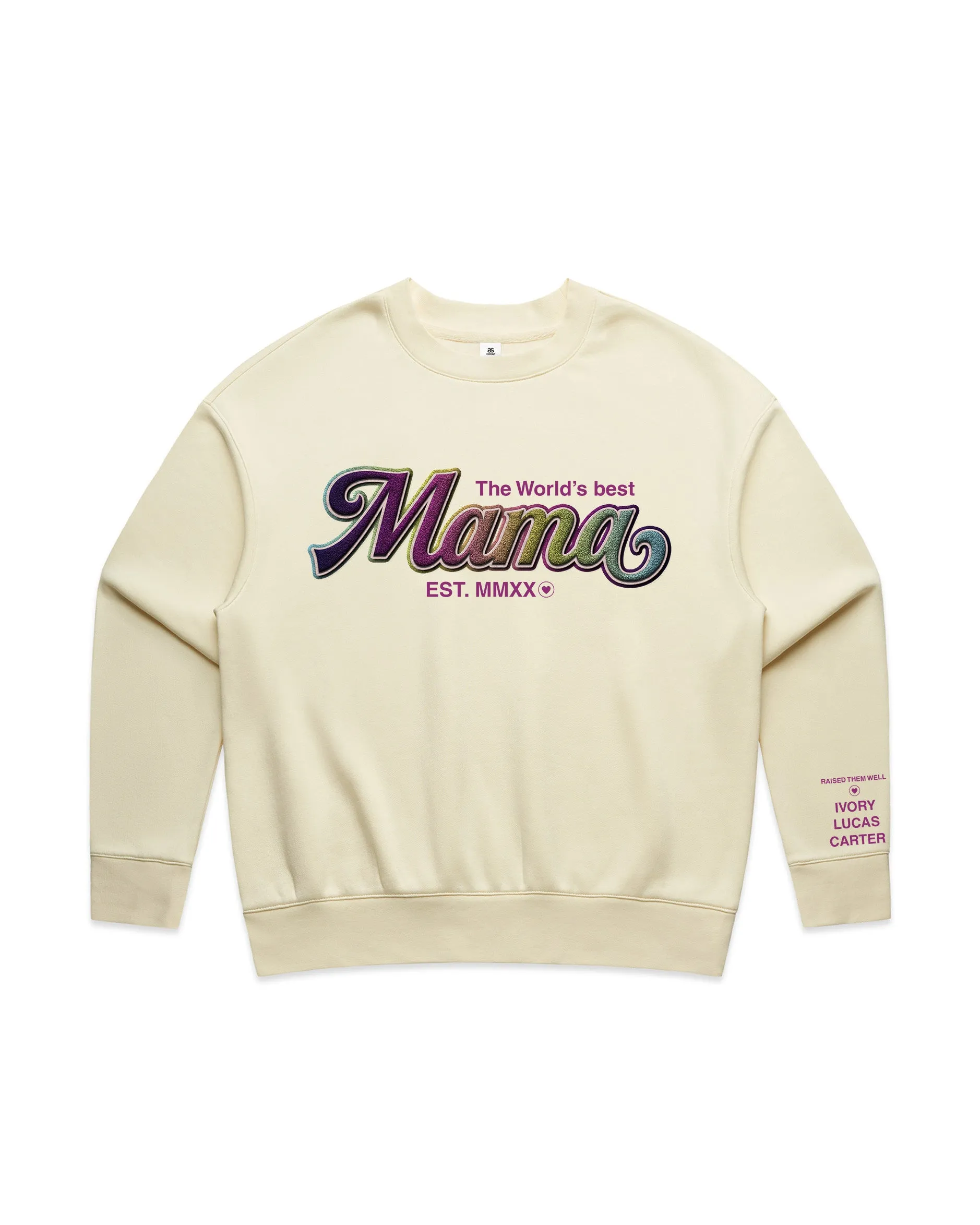 Custom Printed Sweatshirt for Mum - With Custom date and names on sleeve - 06_Mama Style