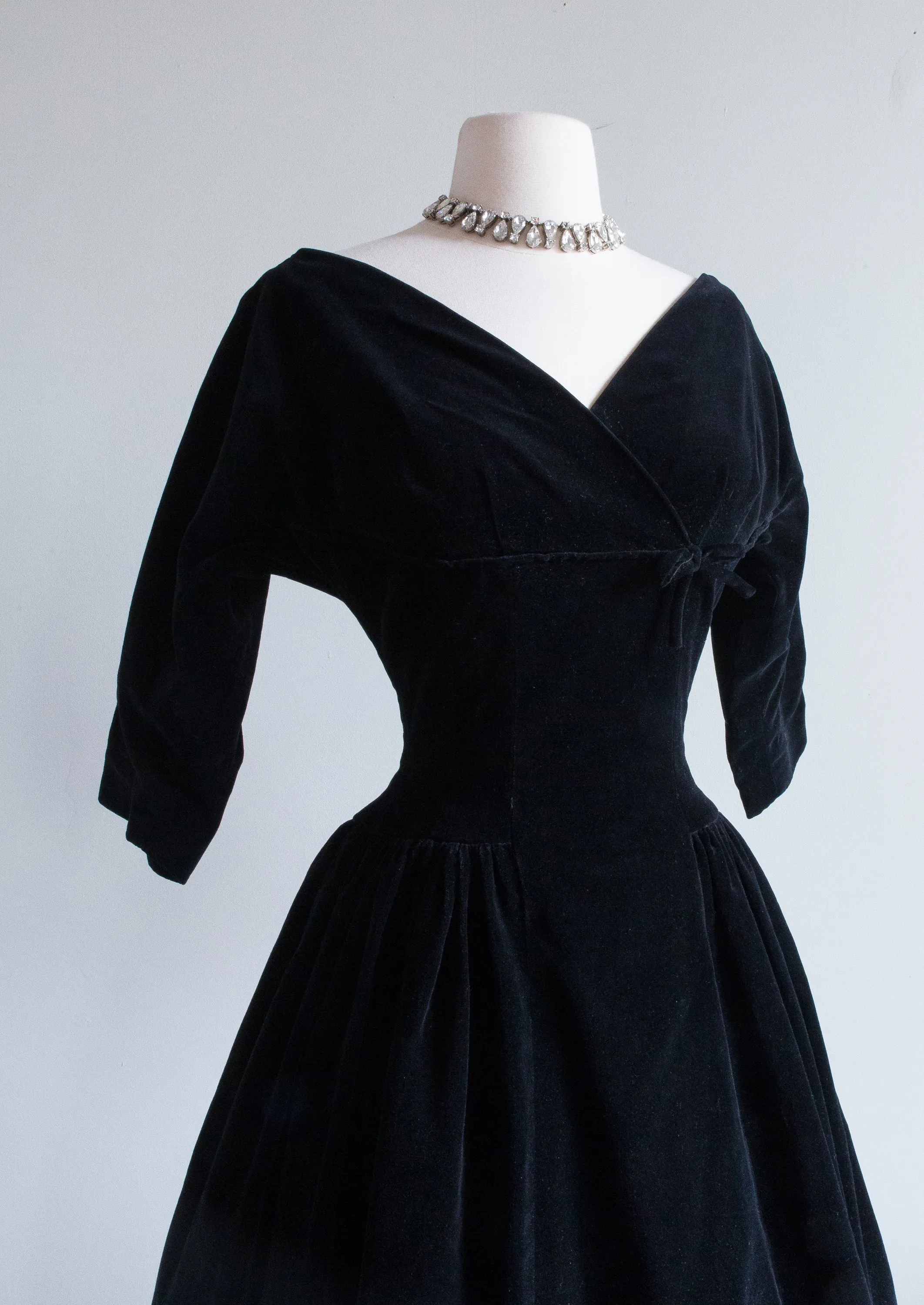 Darling 1950's Black Velvet Party Dress / Small