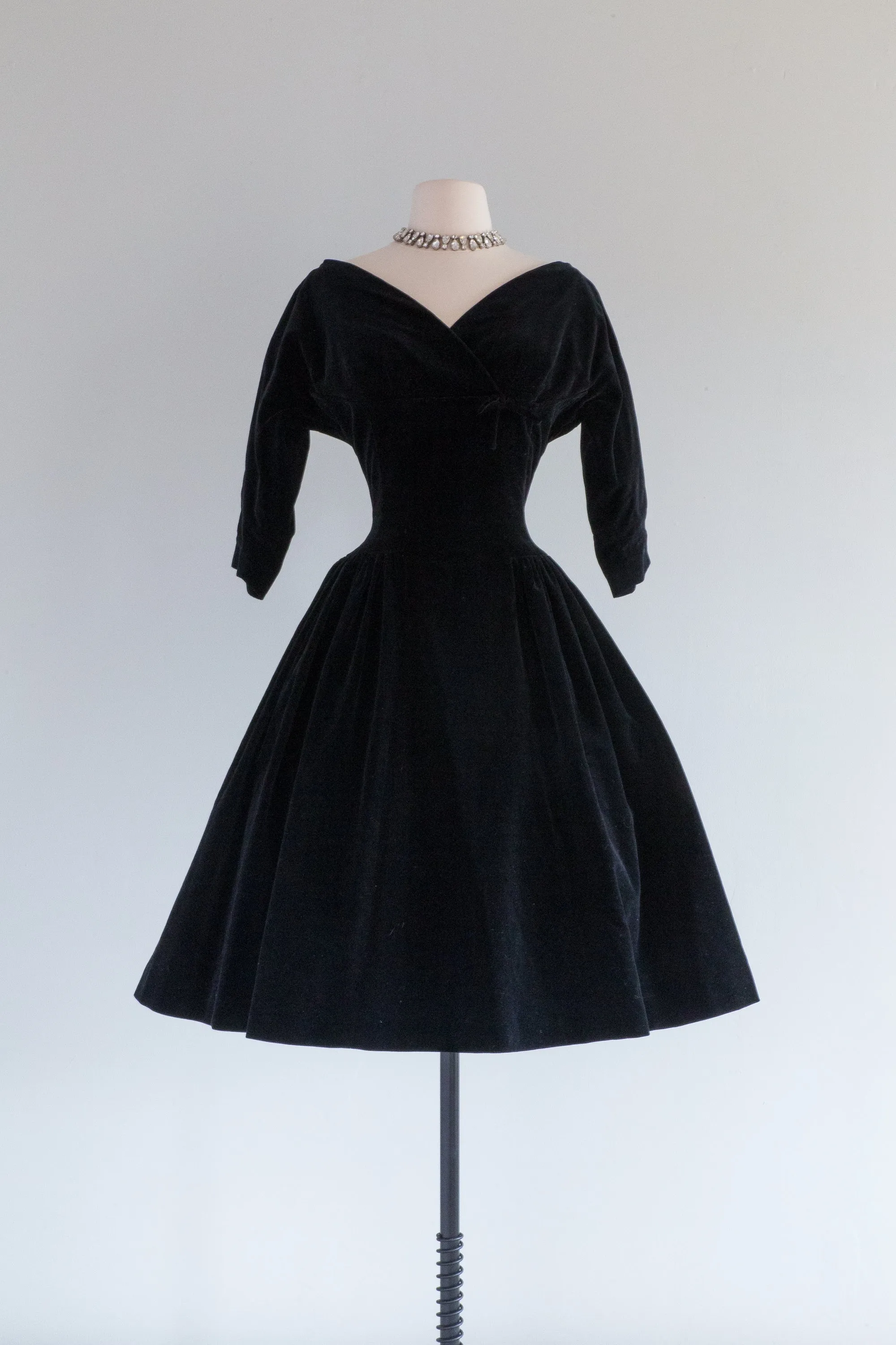 Darling 1950's Black Velvet Party Dress / Small