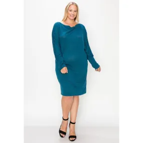 Draped Neck Long Sleeve Dress