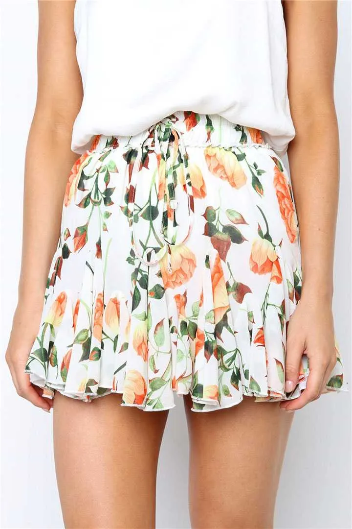 Easy To Team Elastic Waistband Flounce Mini Skirt