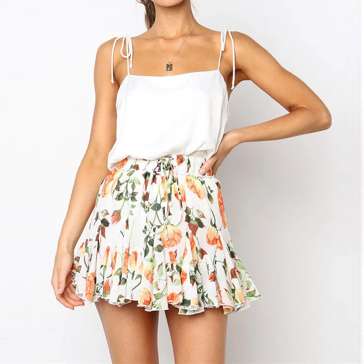 Easy To Team Elastic Waistband Flounce Mini Skirt