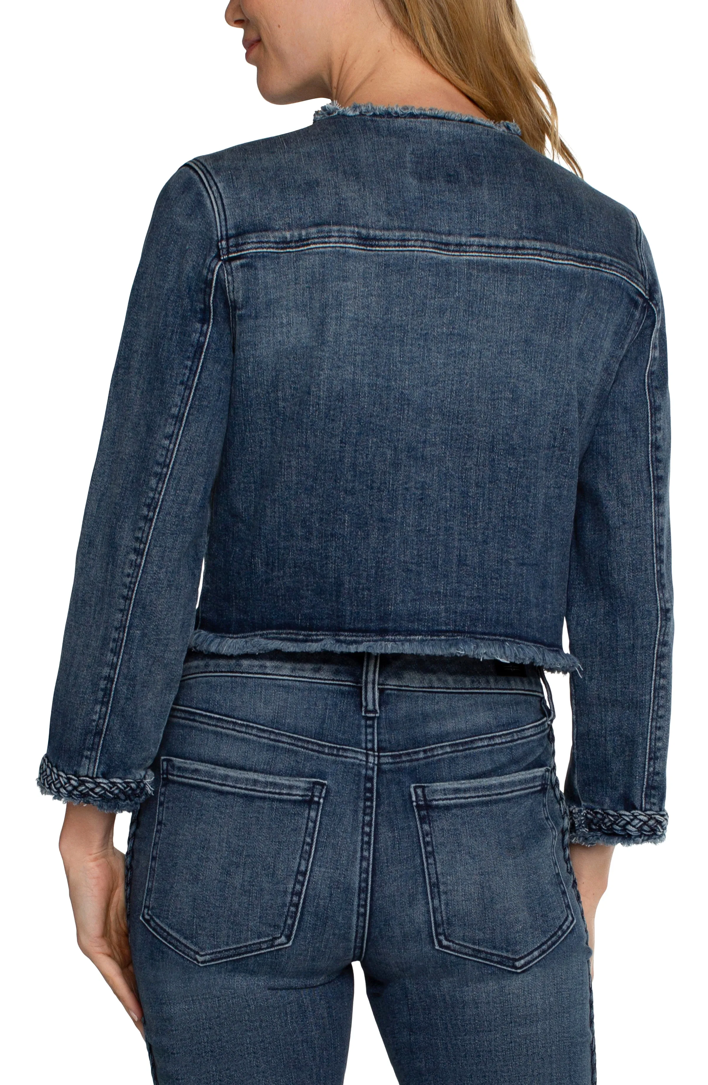 ECO CROPPED BRAIDED DENIM JACKET