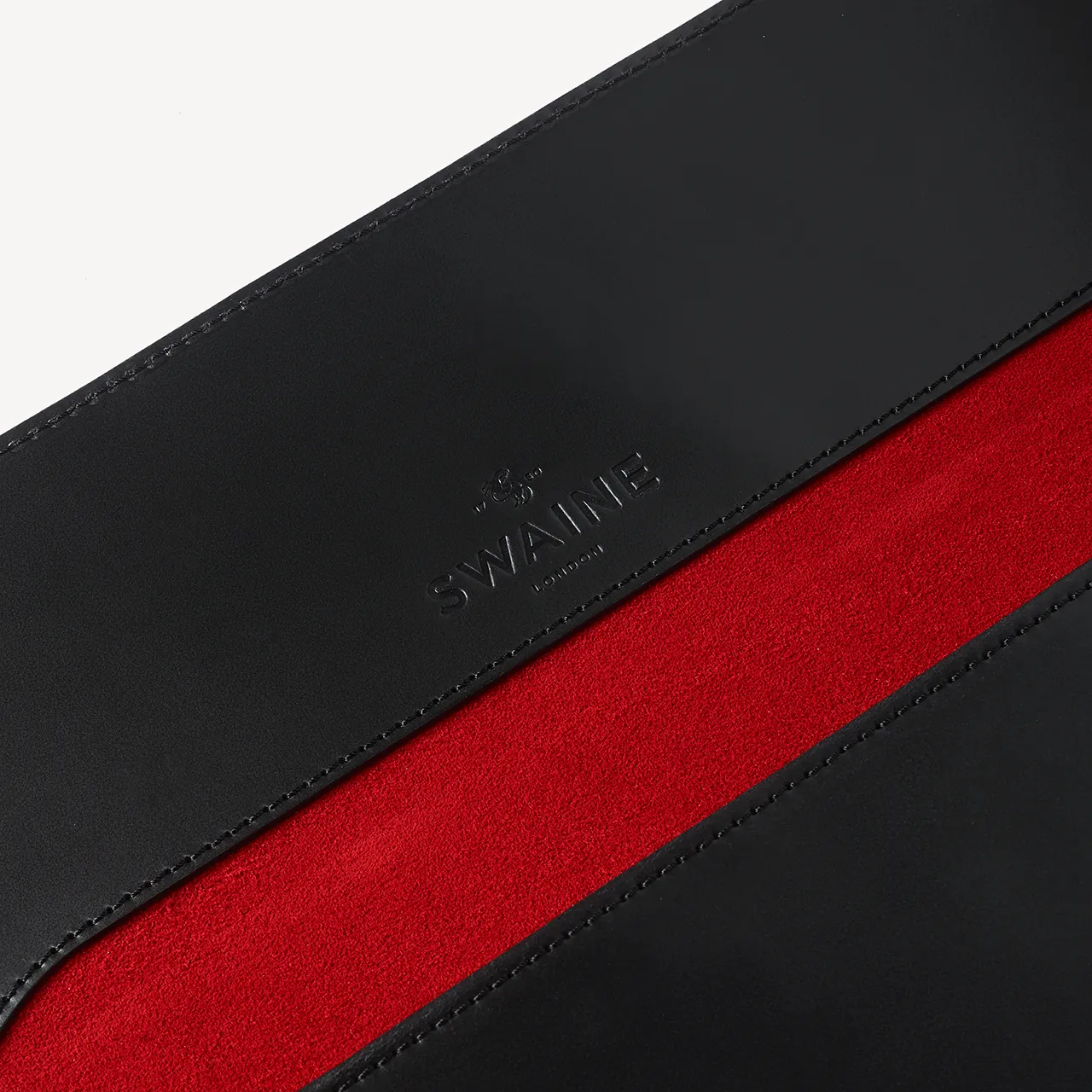 Eton Document Holder - Black with Red suede lining