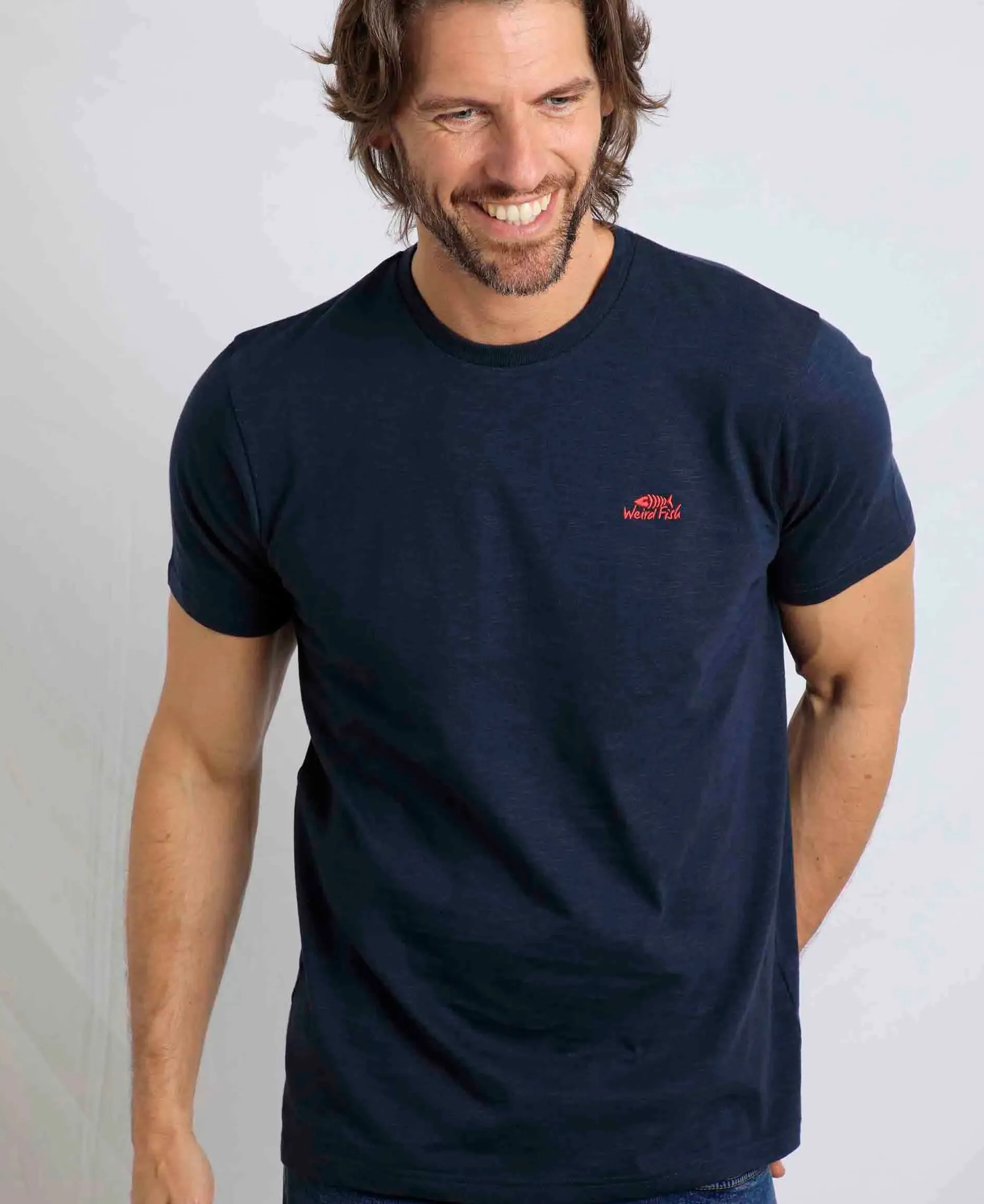 Fished Organic Branded Tee - Navy