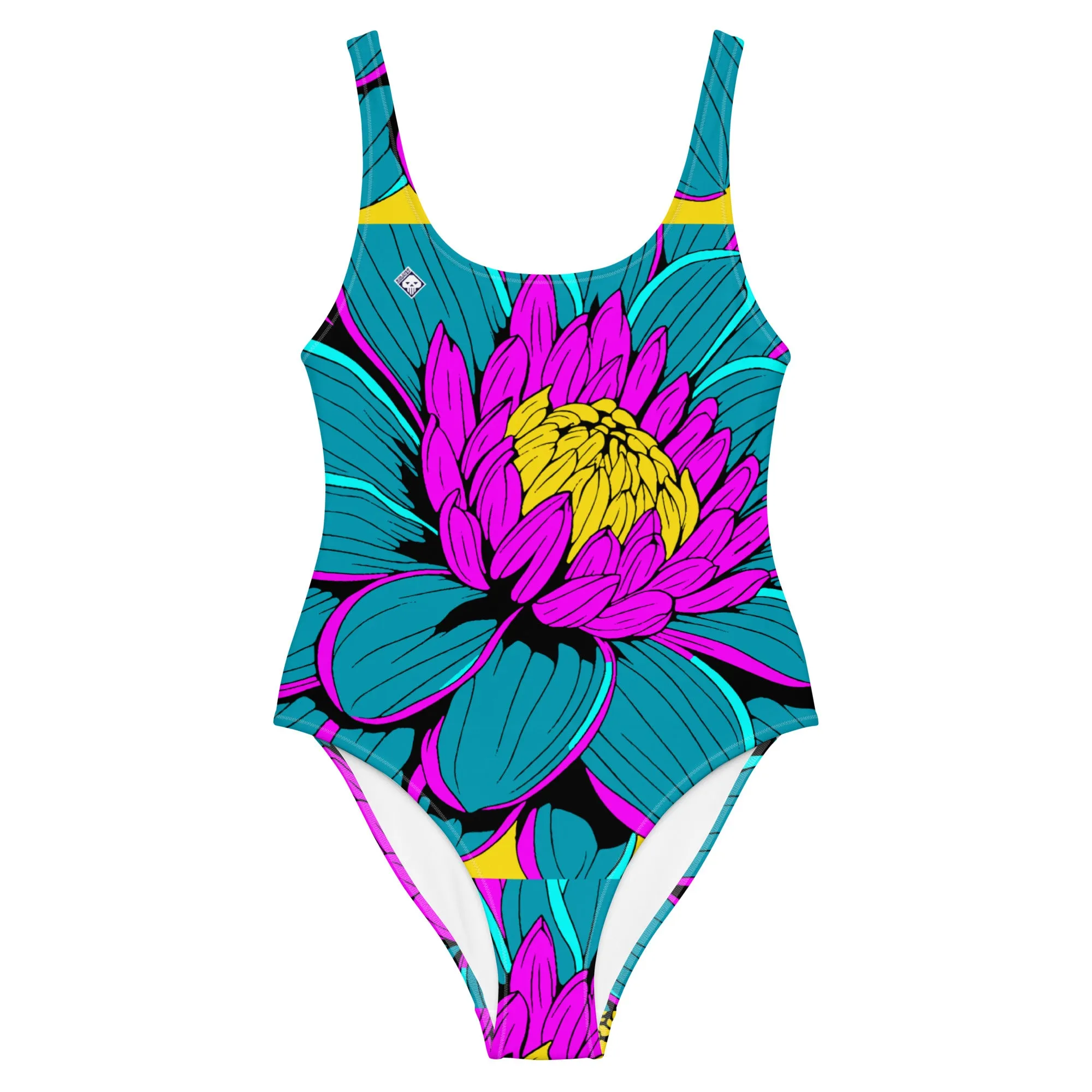 Floral Elegance: Women's Dahlia Print 001 One-Piece Swimsuit