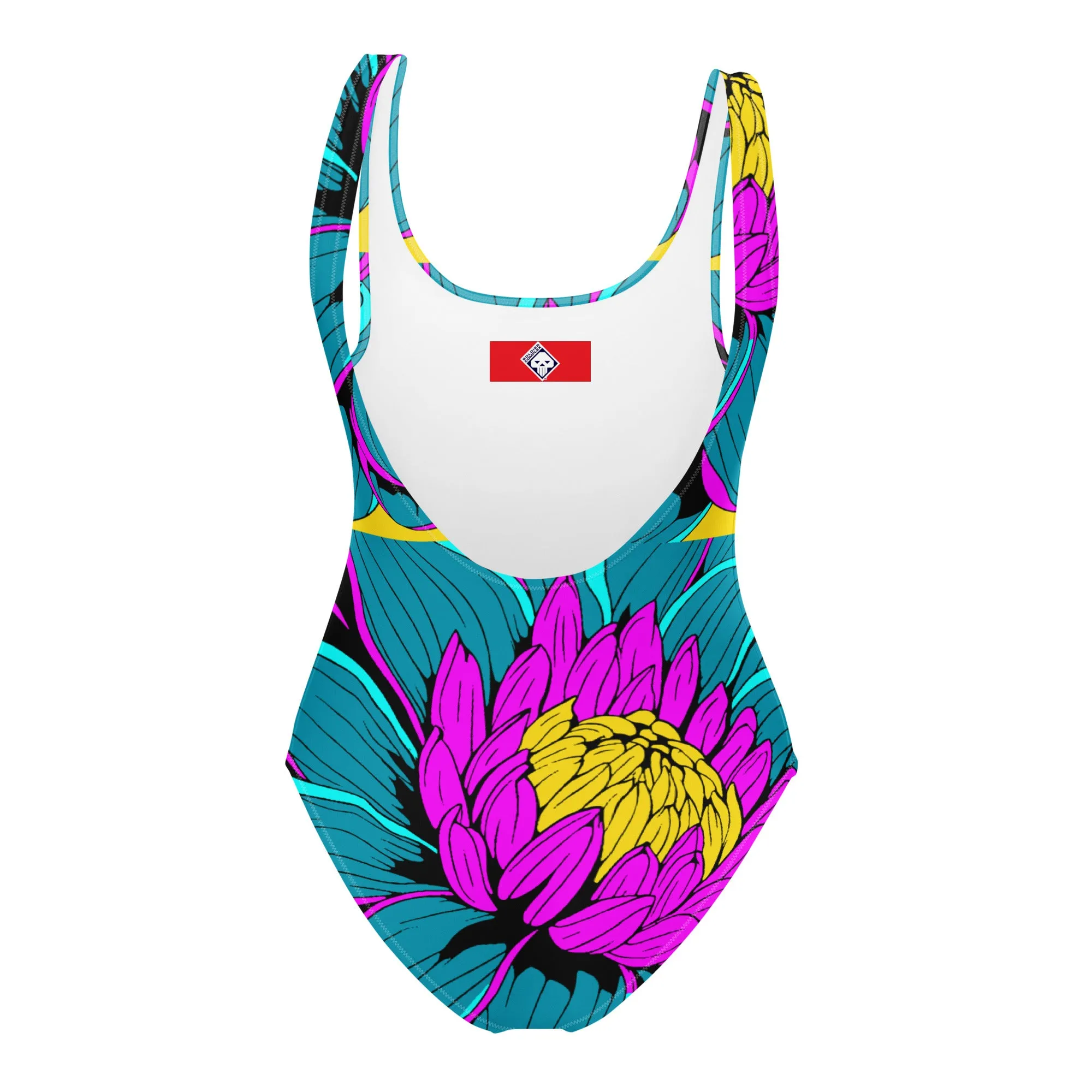 Floral Elegance: Women's Dahlia Print 001 One-Piece Swimsuit