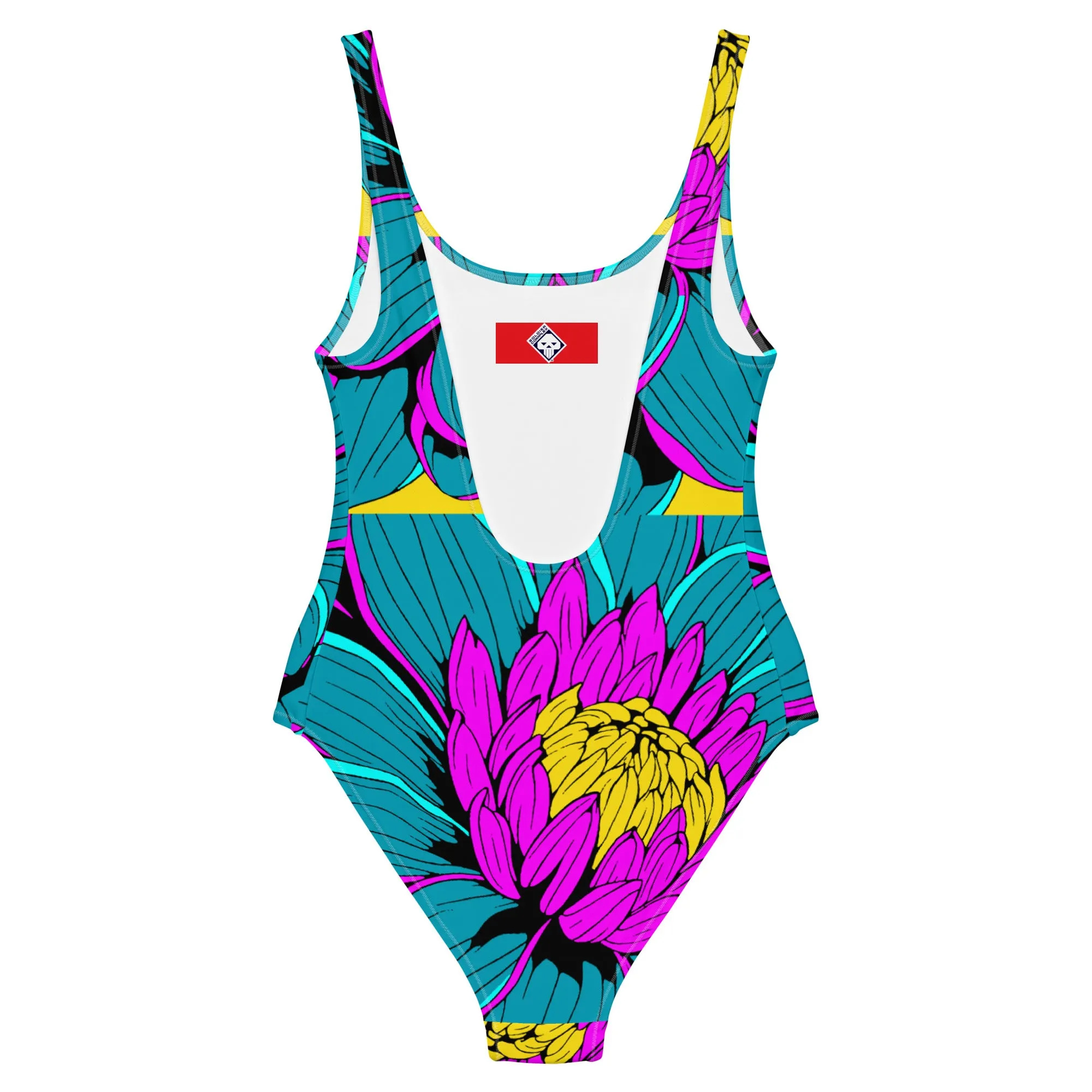 Floral Elegance: Women's Dahlia Print 001 One-Piece Swimsuit