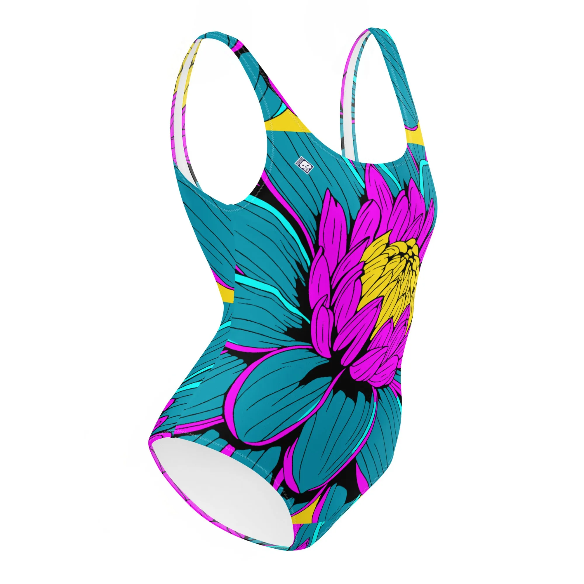 Floral Elegance: Women's Dahlia Print 001 One-Piece Swimsuit