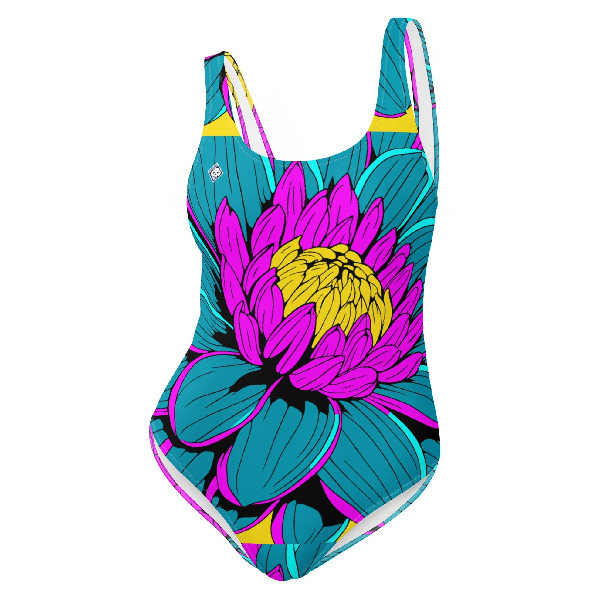 Floral Elegance: Women's Dahlia Print 001 One-Piece Swimsuit