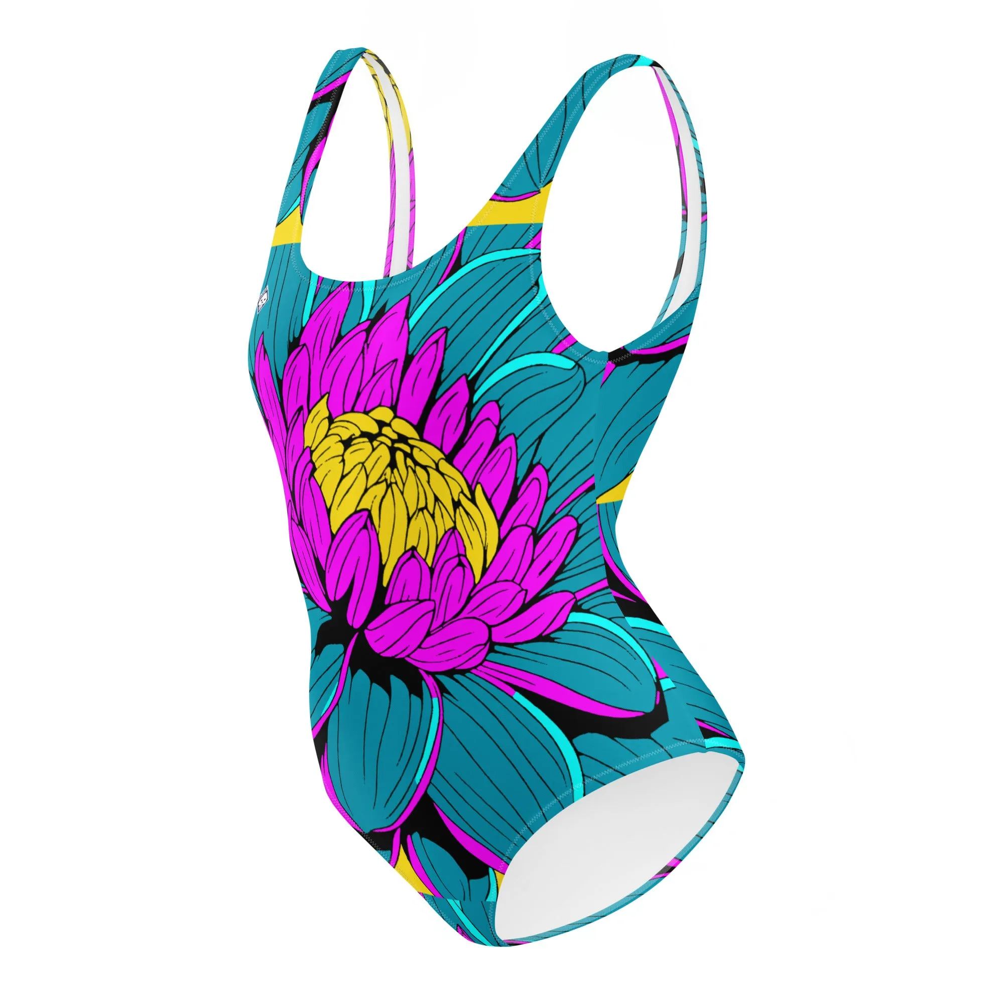 Floral Elegance: Women's Dahlia Print 001 One-Piece Swimsuit