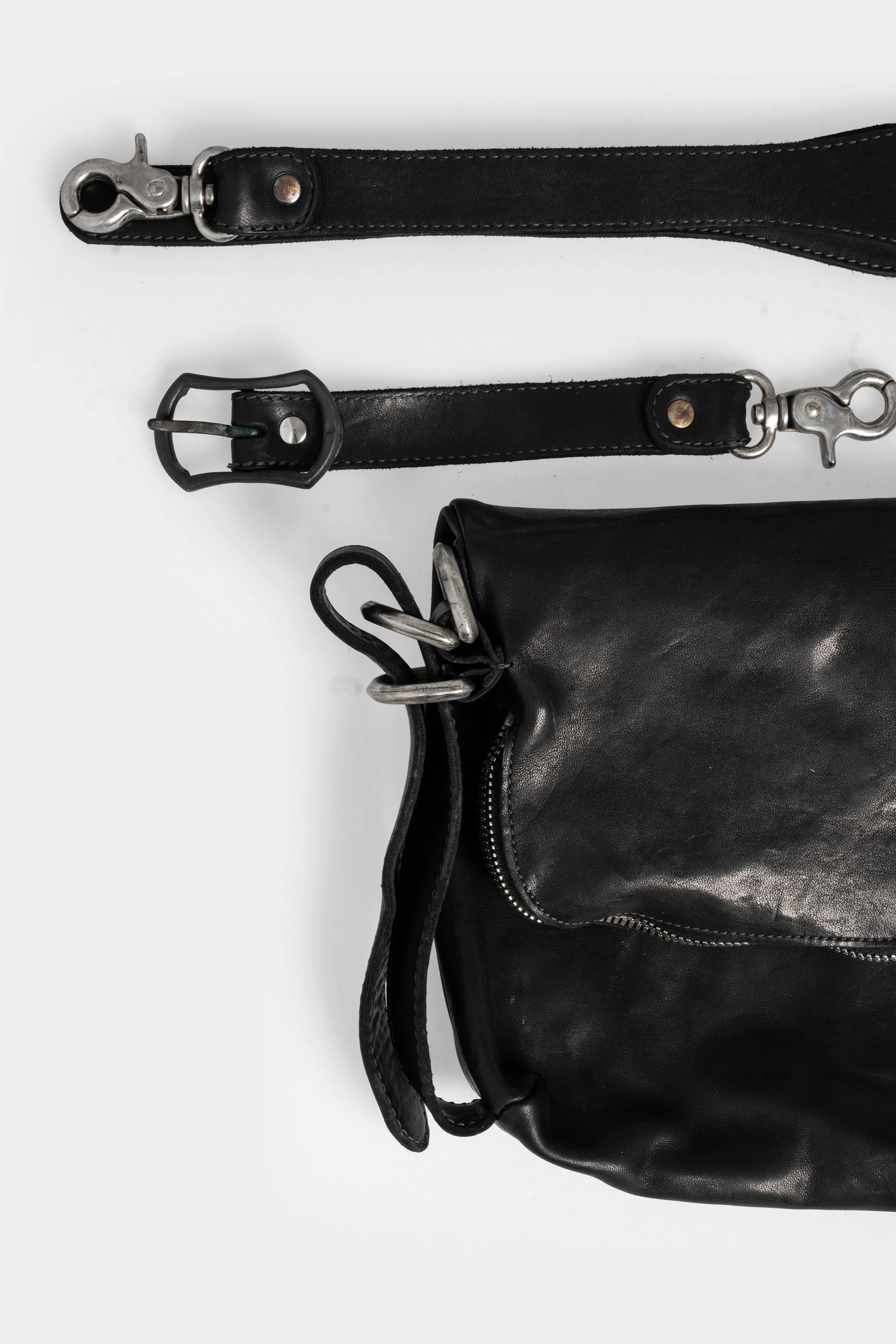 Folded top shoulder bag