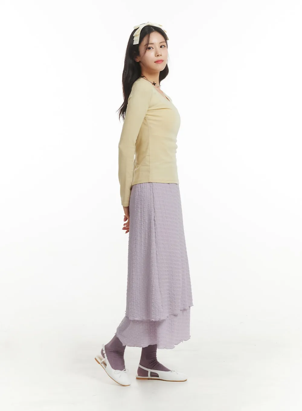 Frill Textured Maxi Skirt OM404