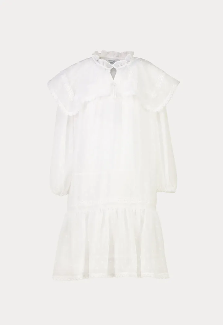 Frilled Collared With Buttons Drop Waist Dress