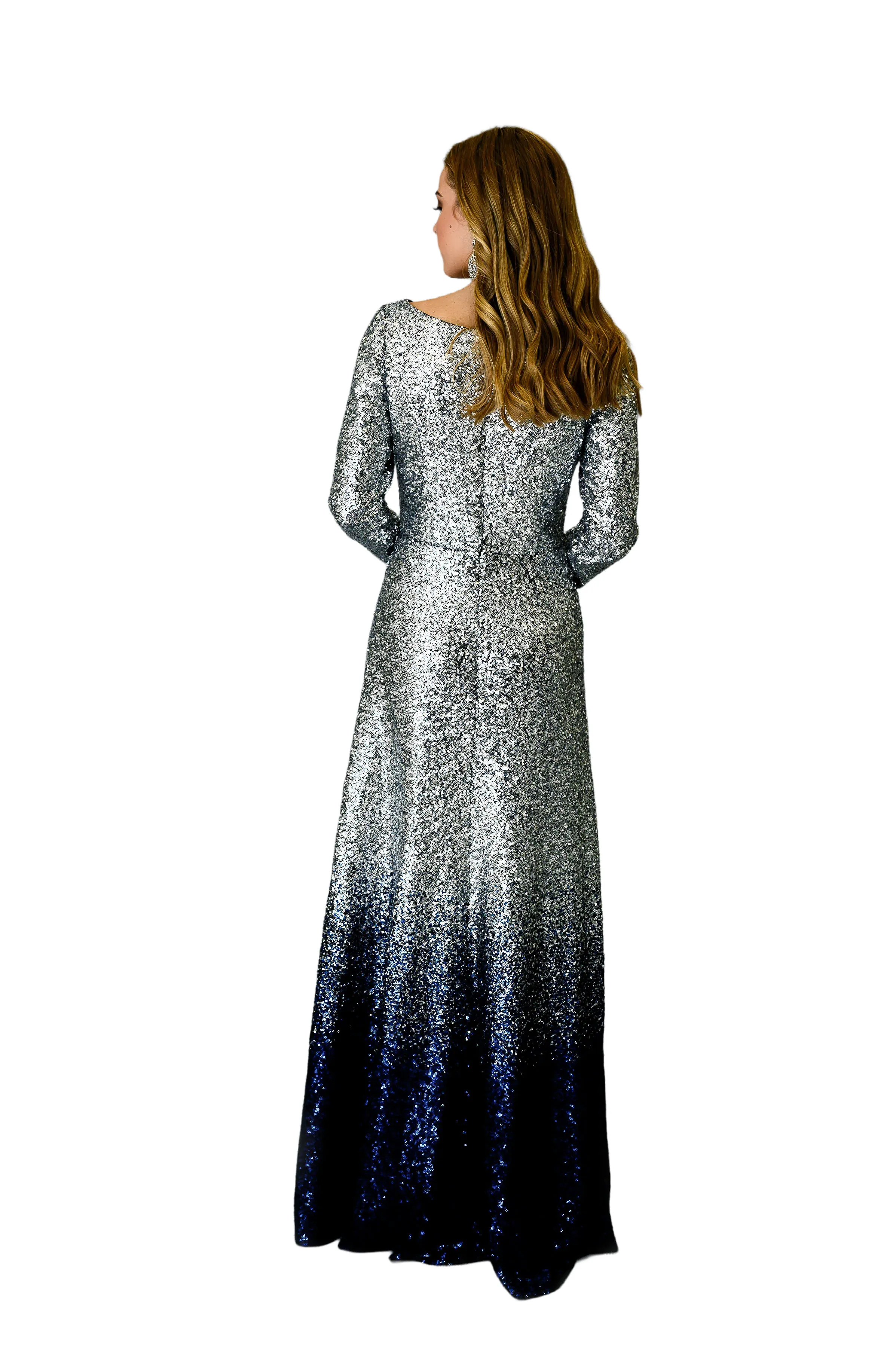 Front Slit Sequins Gown For Women