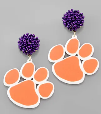 Game Day Ready Earrings - Orange/Purple