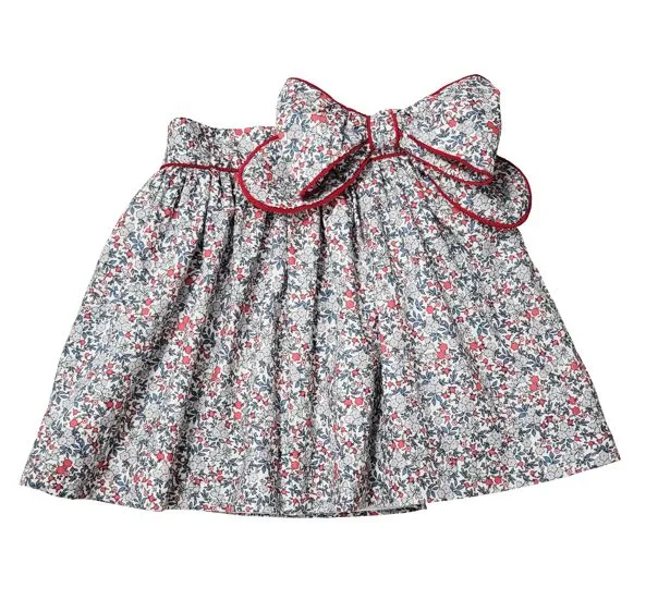 Girl's "Callie & Carter" Christmas Floral Bow Cotton Skirt