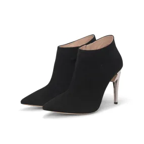 Giuseppe Zanotti Black Suede Lightening Bolt Heel Booties 37.5