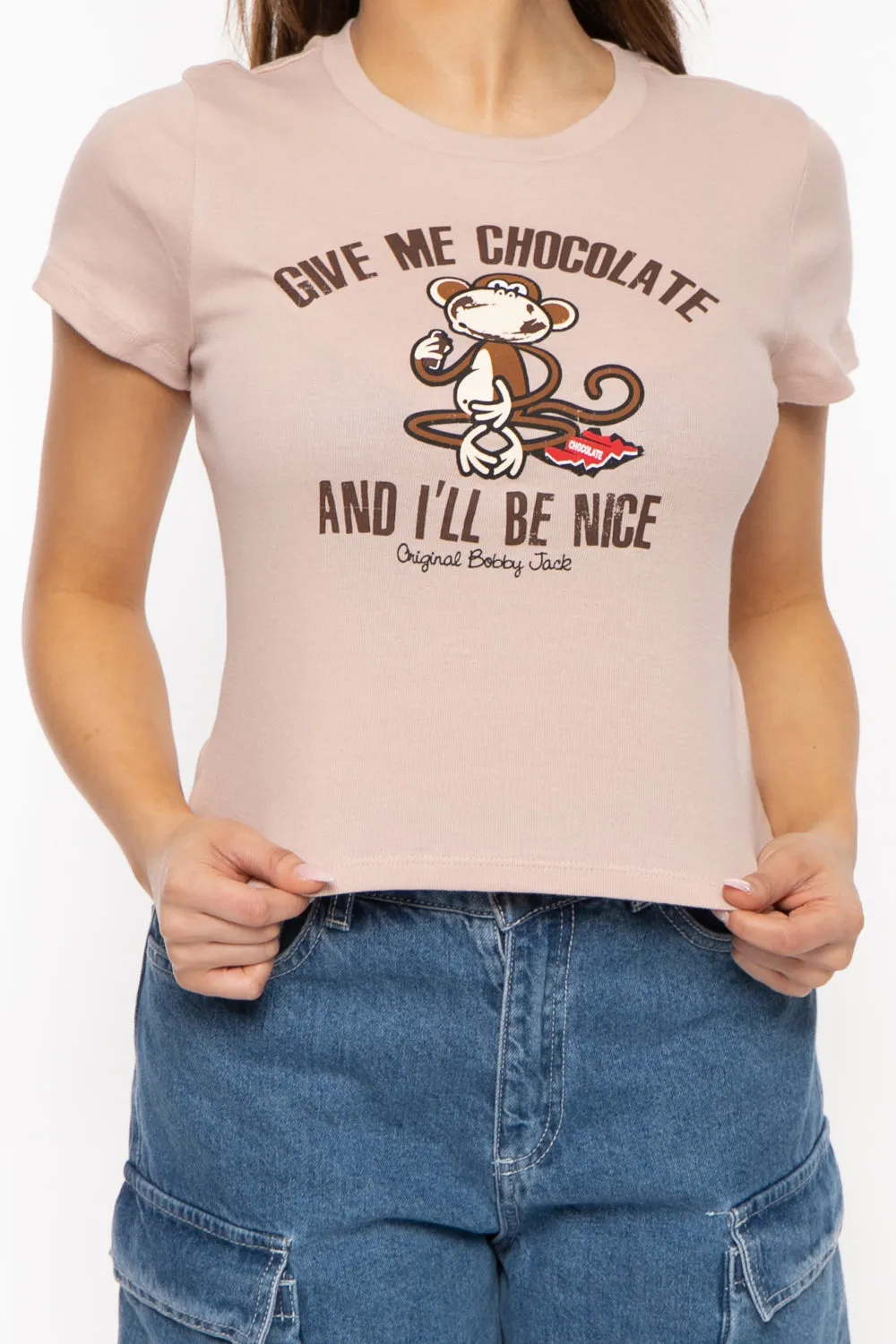 Give Me Chocolate - Bobby Jack Crop  Top -Tan