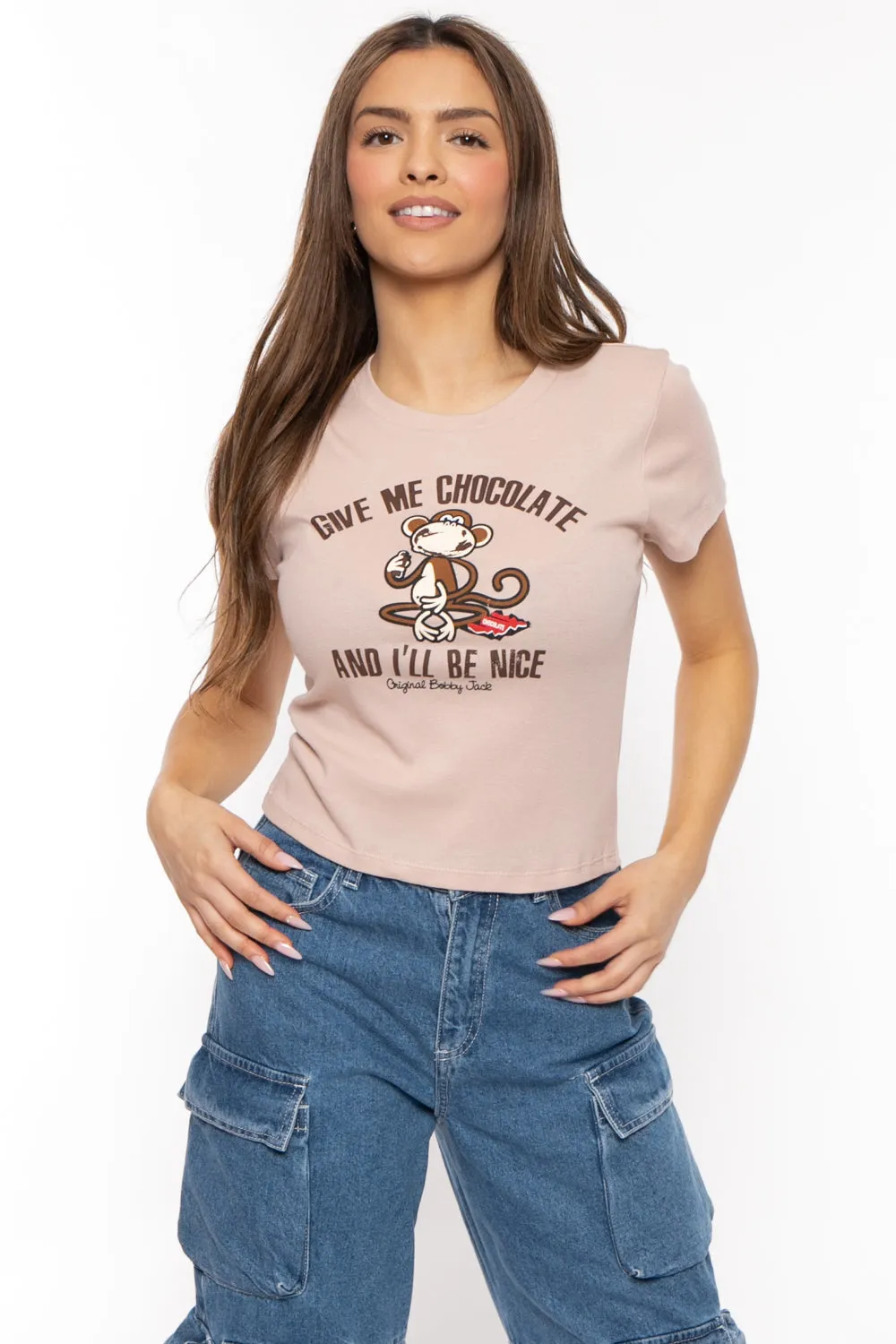 Give Me Chocolate - Bobby Jack Crop  Top -Tan