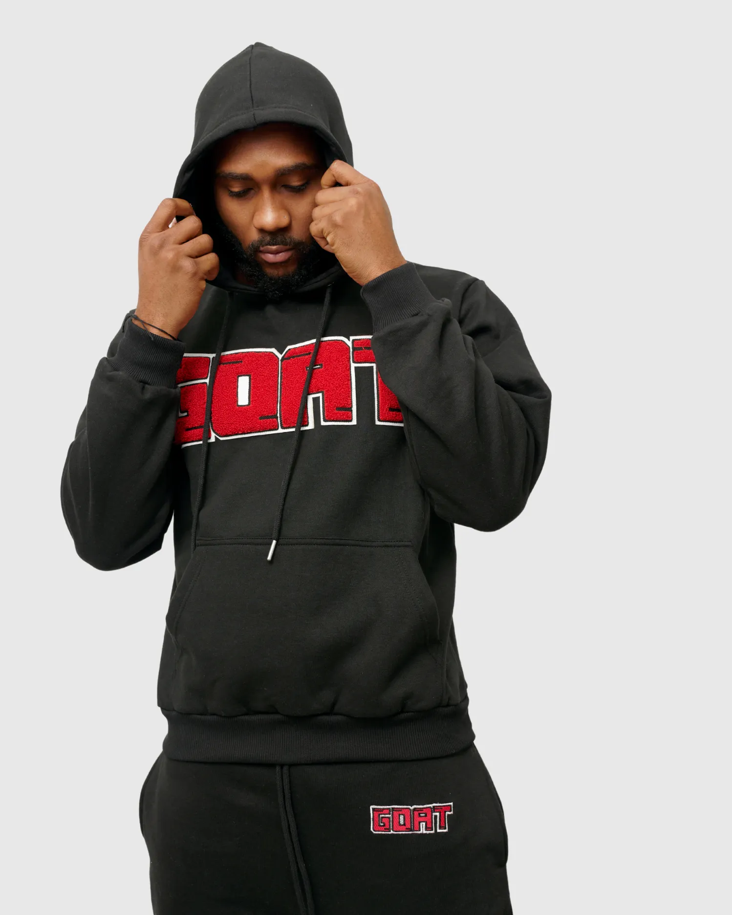 GOAT Classic Chenille Sweatsuit (Black/Red)