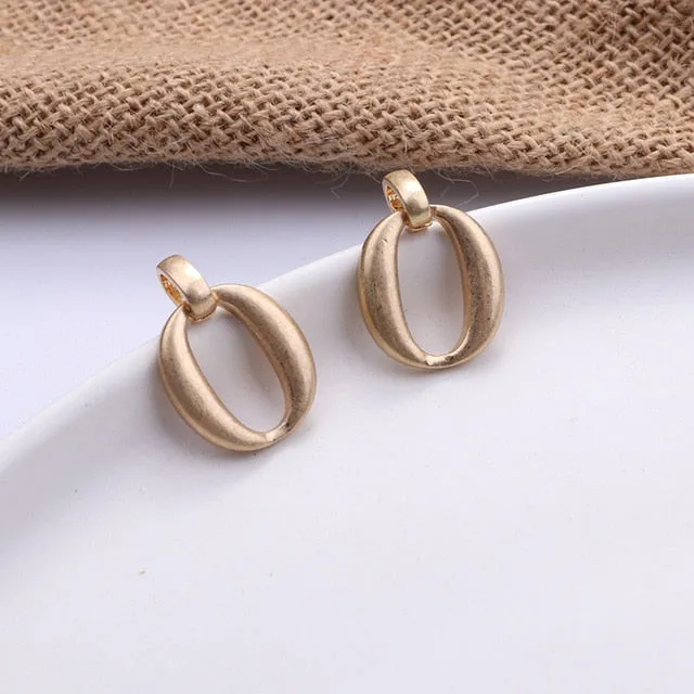 Gold Color Stud Earring Simple Geometric Earnings