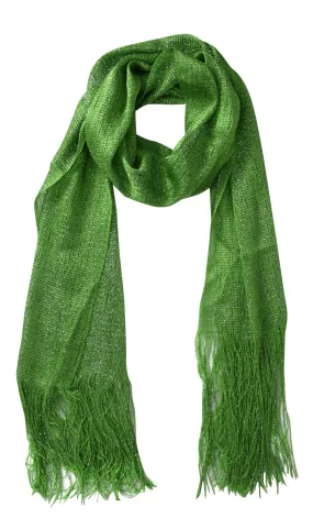 Green Women Sheer Metallic Shimmer Mesh Glitter Sparkle Scarf Shawl Wrap