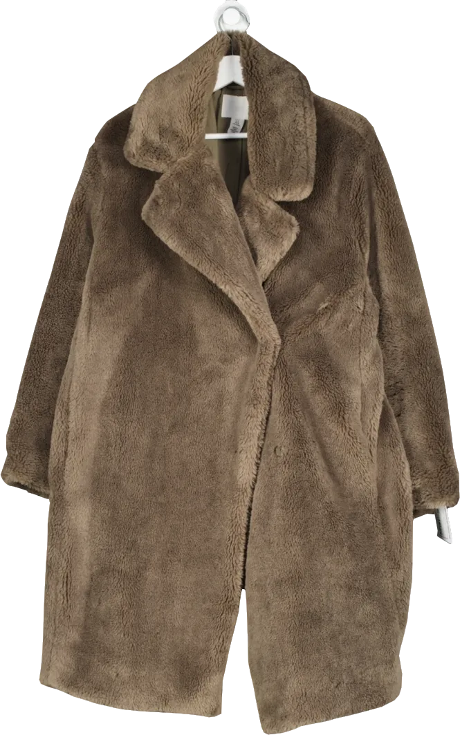 H&M Brown Fluffy Coat UK M