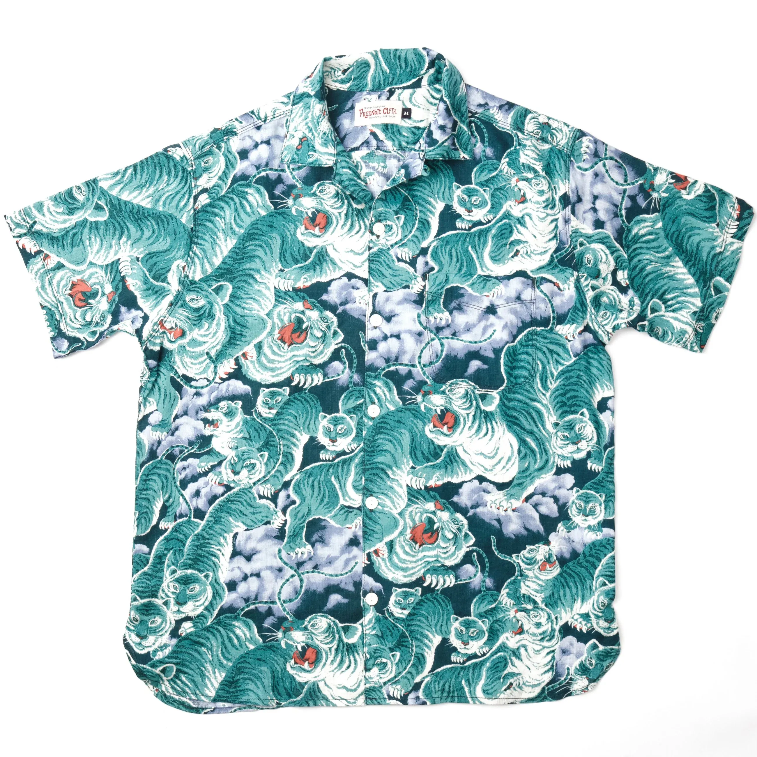 Hawaiian Shirt | Turquoise Tiger | Freenote Cloth