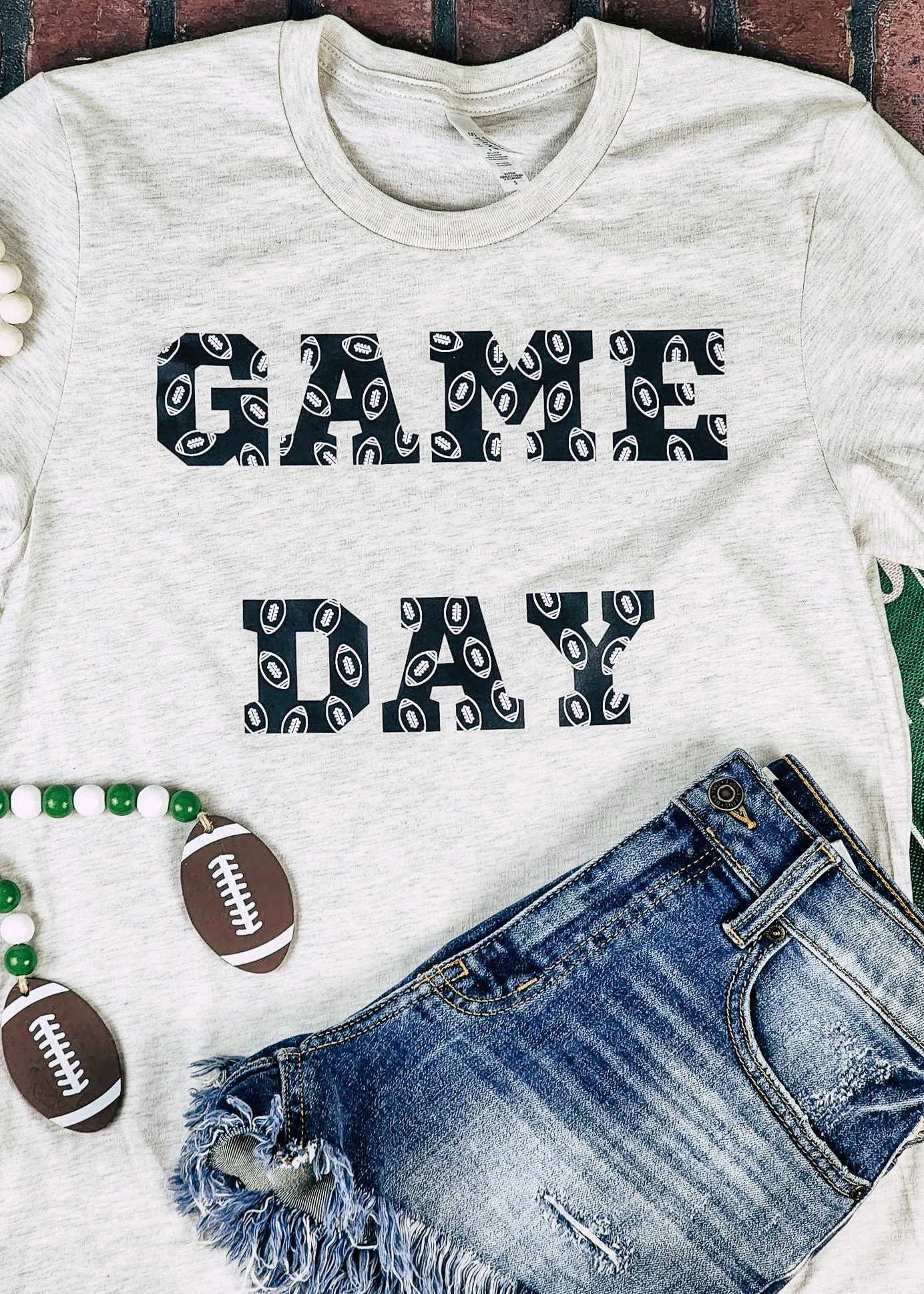 Heather Natural Game Day Short Sleeve Graphic Tee