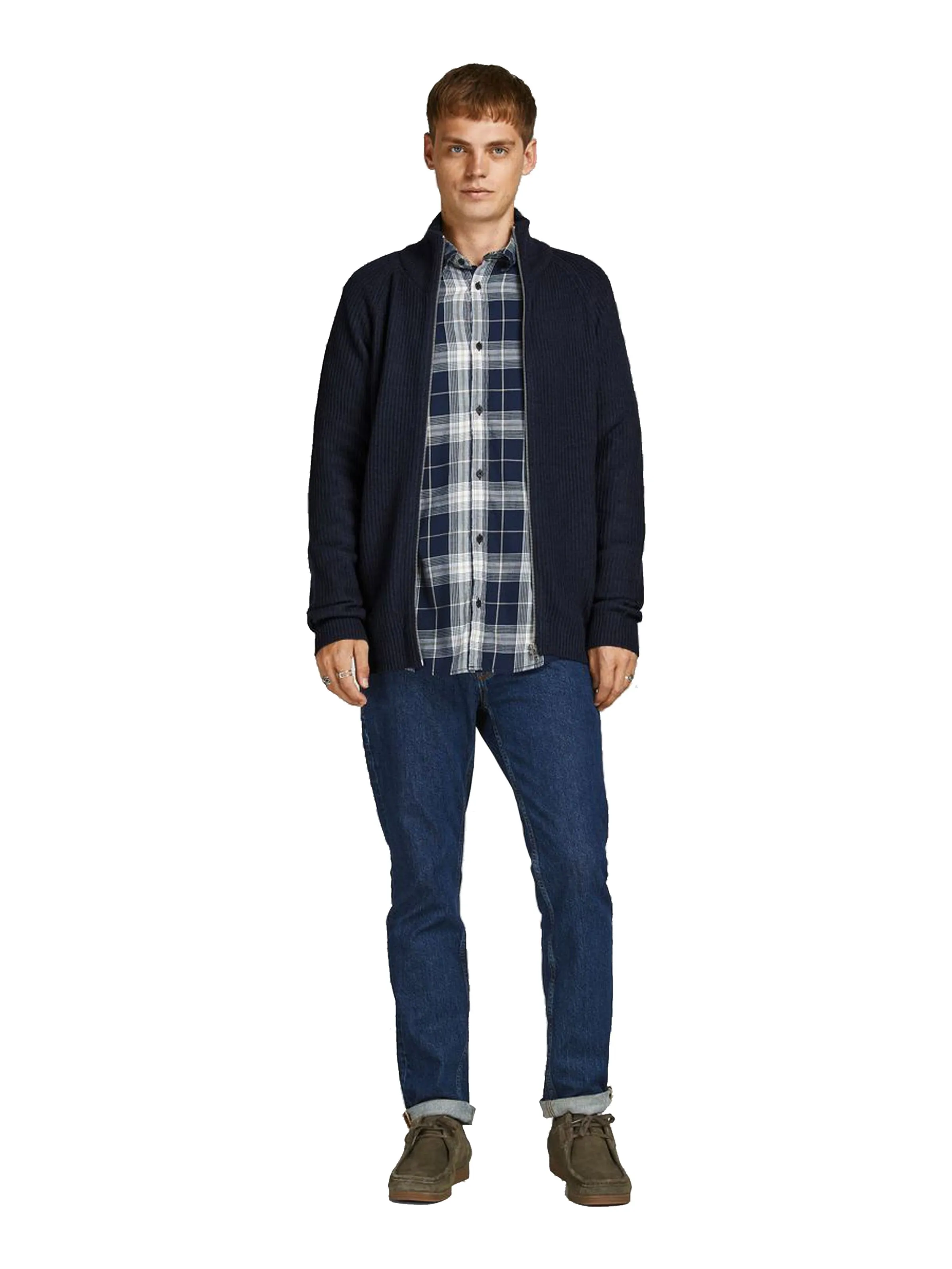 Jack & Jones Mens 'JJPannel' Full Zip Knit Cardigan